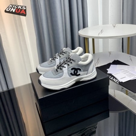 CHANEL LOW TOP TRAINER GRAY WHITE - CC2