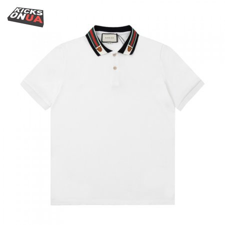 GUCCI COTTON POLO WITH WEB AND FELINE HEAD