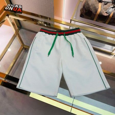 GUCCI GG COTTON TERRY CLOTH SHORTS WITH WEB DETAIL WHITE