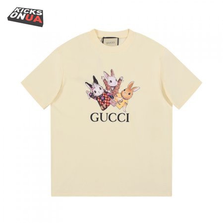 Gucci Rabbits Print Print Cotton T-Shirt White