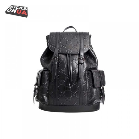 Gg Embossed Backpack In Black Leather GBP014