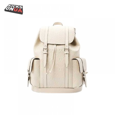 Gg Embossed Backpack In White Leather GBP013