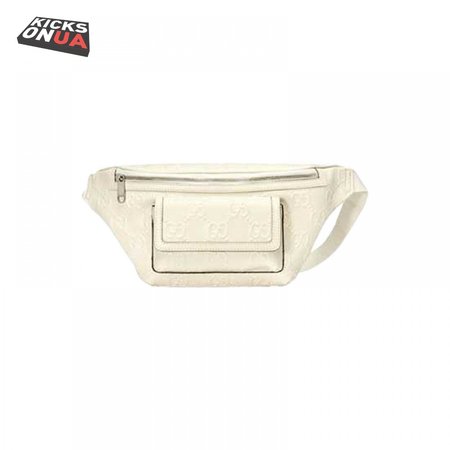 Gg Embossed Belt Bag In White Gg Embossed Leather GBB018