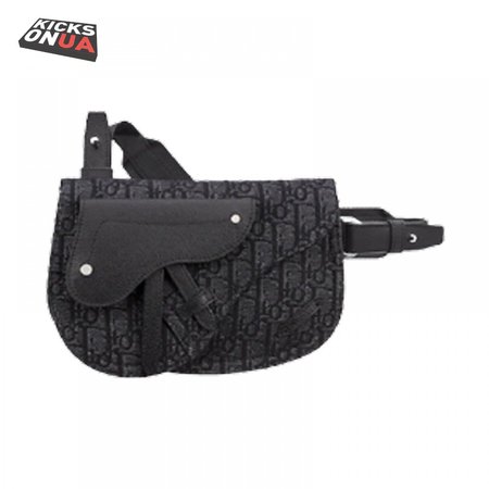 Saddle Pouch Black Dior Oblique Jacquard - DMB004