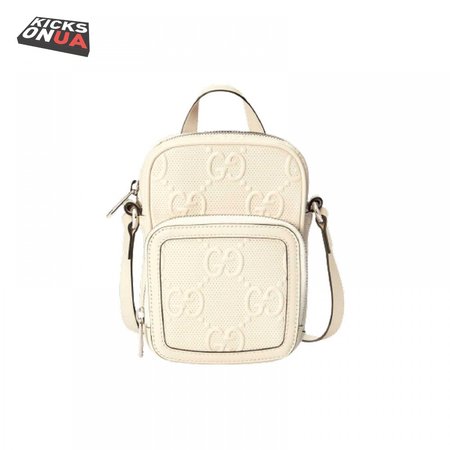 Gg Embossed Mini Bag In White Leather GMB016