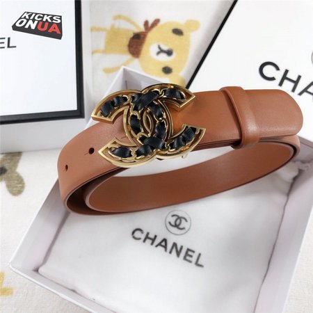 Chanel Leather Belt Buckle 30mm brown