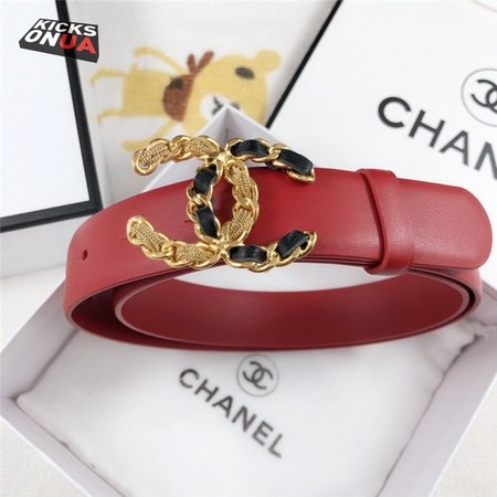 Chanel Leather Belt Buckle 30mm red