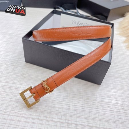 ysl crocodile grain top layer leather belt