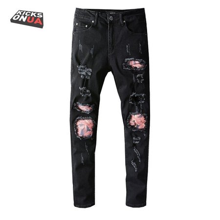 Amiri Design Rip Jeans Black/Red