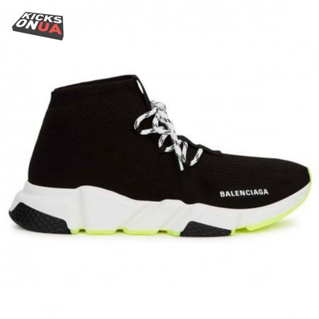 BALENCIAGA SPEED TRAINER LACE UP BLACK WHITE - BB16