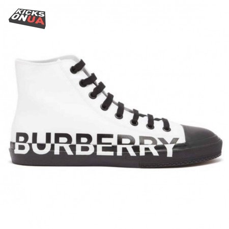 BURBERRY LOGO PRINT GABARDINE HIGH-TOP SNEAKERS - BBR32