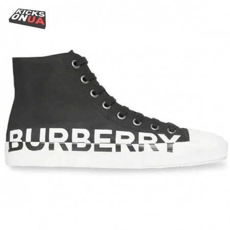 BURBERRY LOGO PRINT GABARDINE HIGH-TOP SNEAKERS - BBR31