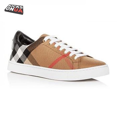 BURBERRY ALBERT HOUSE CHECK & LEATHER LOW-TOP SNEAKER - BBR3