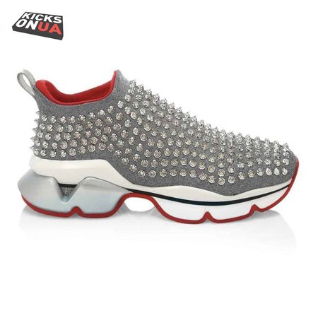 CHRISTIAN LOUBOUTIN GREY SPIKE SOCK SNEAKER- CL50