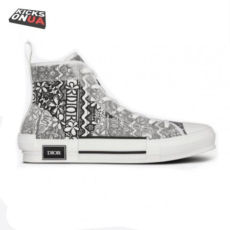 DIOR B23 HIGH-TOP SNEAKER WHITE CANVAS WITH DIOR AND SHAWN EMBROIDERY - CD73