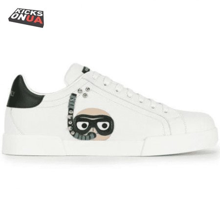 DOLCE & GABBANA CALFSKIN PORTOFINO SNEAKERS WITH PATCHES OF THE DESIGNERS - DG2